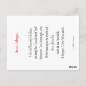 Saint Abigail Prayer-kaart Briefkaart (Achterkant)