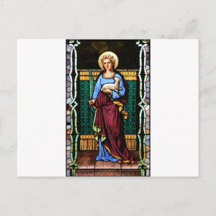 Saint Agnes (Agnes van Rome) - Glas in lood kunst Briefkaart