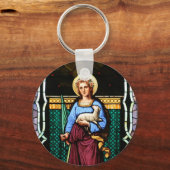 Saint Agnes (Agnes van Rome) - Glas in lood kunst Sleutelhanger (Voorkant)