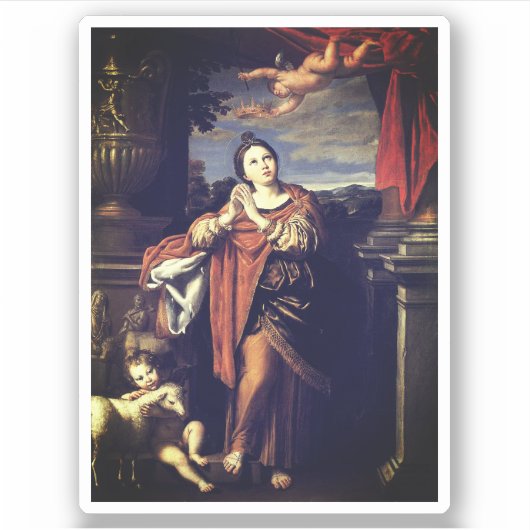 Saint Agnes door Domenichino (c. 1620) Sticker (Voorkant)