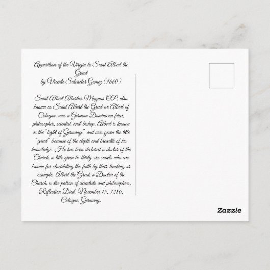 Saint Albert de Grote Briefkaart (Achterkant)