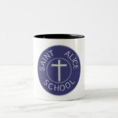 Saint Alice School Traditie Blauw en Wit Patch Tweekleurige Koffiemok (Center)