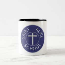 Saint Alice School Traditie Blauw en Wit Patch Tweekleurige Koffiemok