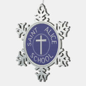 Saint Alice School Traditioneel Blauw en Wit Tin Sneeuwvlok Ornament (Rechts)
