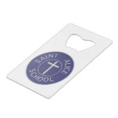 Saint Alice School traditionele patch Creditkaart Flessenopener (Voorkant Gekanteld)