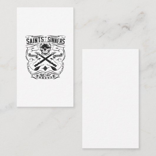 saint and sinners rock n roll forever death proof visitekaartje (Voorkant / Achterkant)