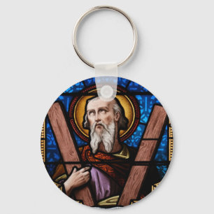 Saint Andrew (Apostle Andrew) Glas in lood Art Sleutelhanger