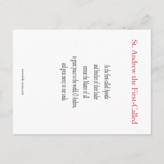 Saint Andrew Prayer Kaart (Achterkant)