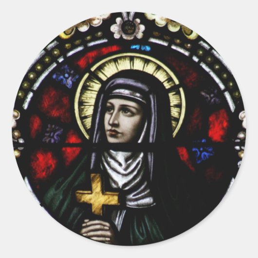 Saint Angela Merici Glas in lood Art Ronde Sticker (Voorkant)