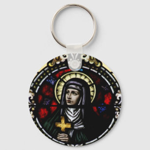 Saint Angela Merici Glas in lood Art Sleutelhanger