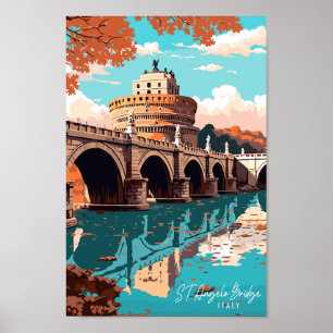 Saint Angelo Bridge Italië vintage reisplaats Poster
