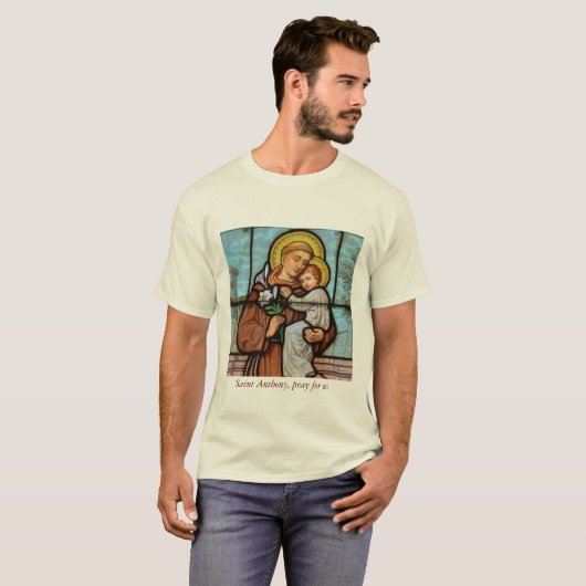 Saint Anthony bidt ons katholiek shirt (Voorkant volledig)