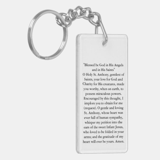 Saint Anthony Prayer en afbeelding op Sleutelhange Sleutelhanger (Voorkant Links)