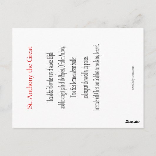Saint Anthony Prayer-kaart Briefkaart (Achterkant)