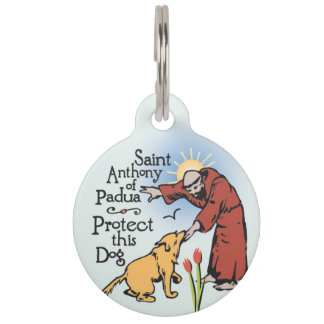 Saint Anthony van Padua, bescherm deze hond, label Huisdierpenning