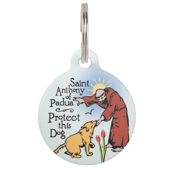 Saint Anthony van Padua, bescherm deze hond, label Huisdierpenning (Voorkant)