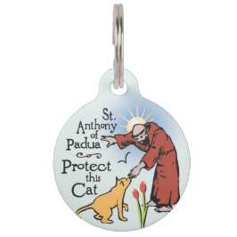 Saint Anthony van Padua, bescherm dit kat, label v Huisdierpenning