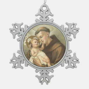 Saint Anthony van Padua met Baby Jesus Tin Sneeuwvlok Ornament