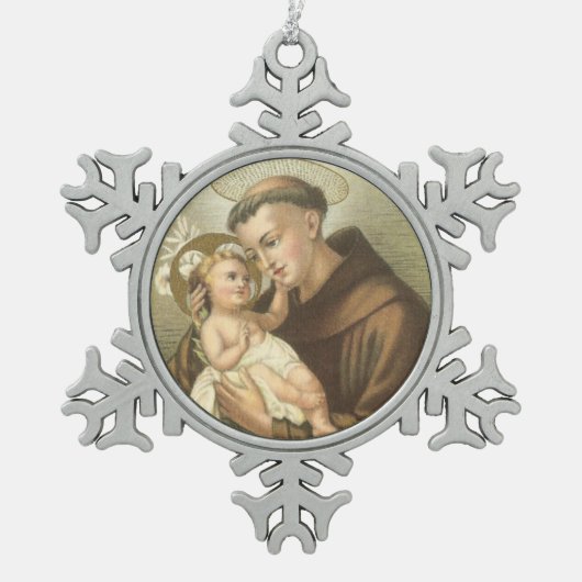 Saint Anthony van Padua met Baby Jesus Tin Sneeuwvlok Ornament (Voorkant)
