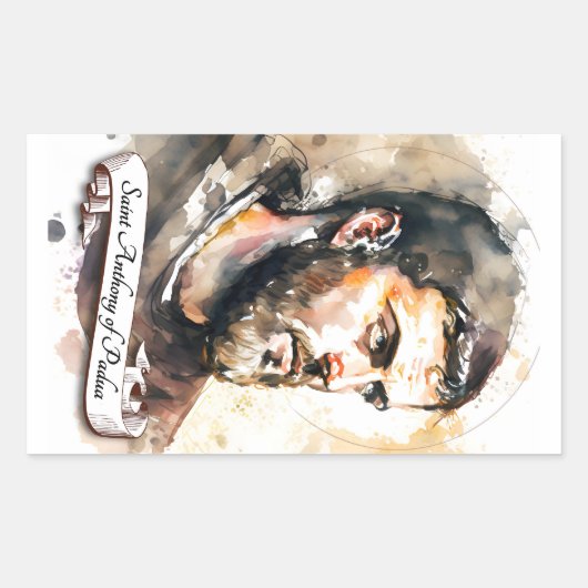 Saint Anthony van Padua Rechthoekige Sticker (Voorkant)