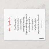 Saint Apollonia Prayer Card Briefkaart (Achterkant)