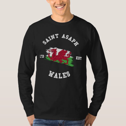 SAINT ASAPH Wales Vintage Flag Badge T-shirt (Voorkant)