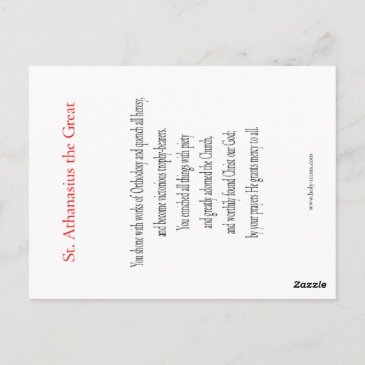 Saint Athanasius Prayer-kaart Briefkaart (Achterkant)