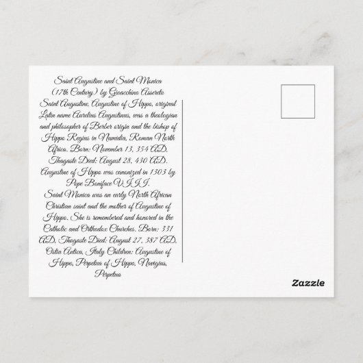 Saint Augustine en Saint Monica Briefkaart (Achterkant)
