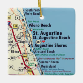 Saint Augustine FL Map Keramisch Ornament