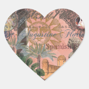 saint - augustine florida trekt antiek kunst hart sticker