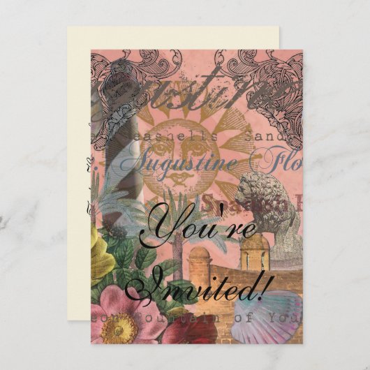 saint - augustine florida trekt antiek kunst kaart (Voorkant / Achterkant)