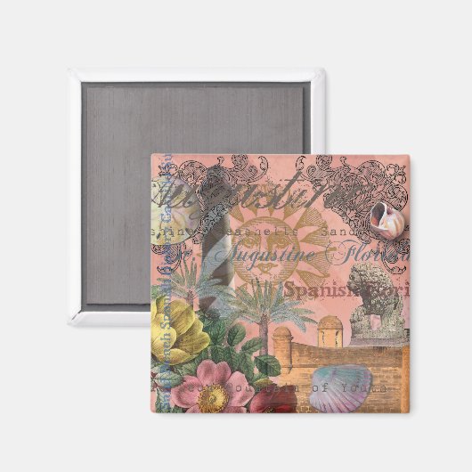 saint - augustine florida trekt antiek kunst magneet (Voorkant / Achterkant)