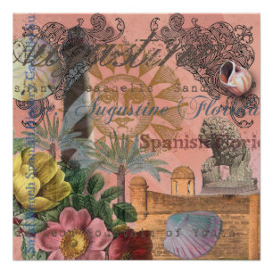 saint - augustine florida trekt antiek kunst poster