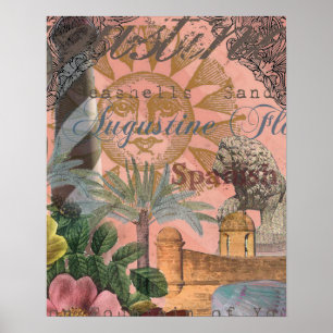 saint - augustine florida trekt antiek kunst poster