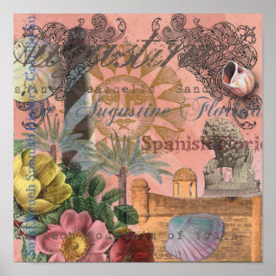 saint - augustine florida trekt antiek kunst poster