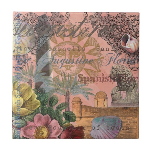 saint - augustine florida trekt antiek kunst tegeltje (Voorkant)