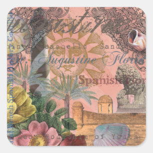 saint - augustine florida trekt antiek kunst vierkante sticker