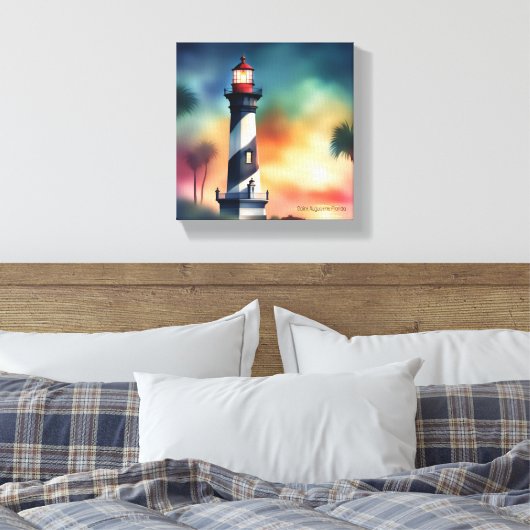 Saint Augustine Florida vuurtoren Art V133 Canvas Afdruk (Insitu (Slaapkamer))