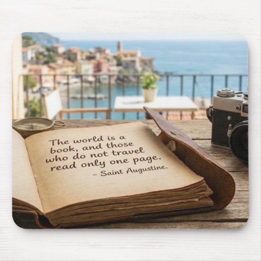 Saint Augustine Reisquote Vintage Boek Muismat (Voorkant)