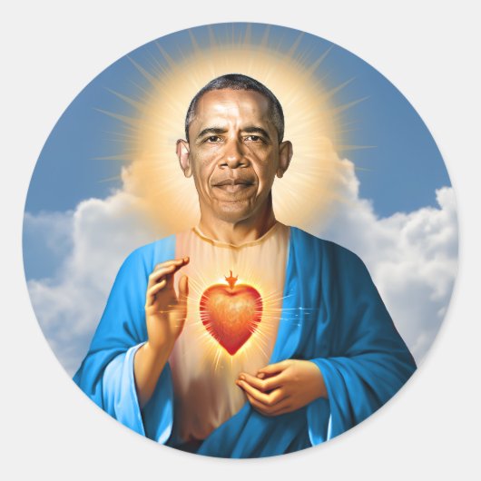 Saint Barack Obama Gebedskaars Ronde Sticker (Voorkant)