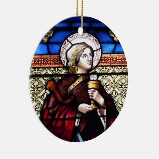 Saint Barbara Glas in lood Window Keramisch Ornament (Rechts)