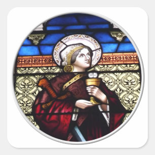 Saint Barbara Glas in lood Window Vierkante Sticker