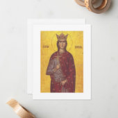 Saint Barbara Icon met gebed Notitiekaartje (Voorkant / Achterkant in situ)