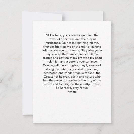 Saint Barbara Icon met gebed Notitiekaartje (Achterkant)