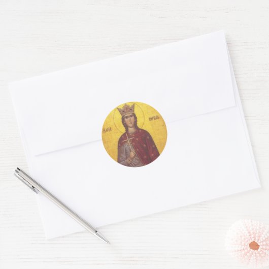 Saint Barbara Icon Ronde Sticker (Envelop)