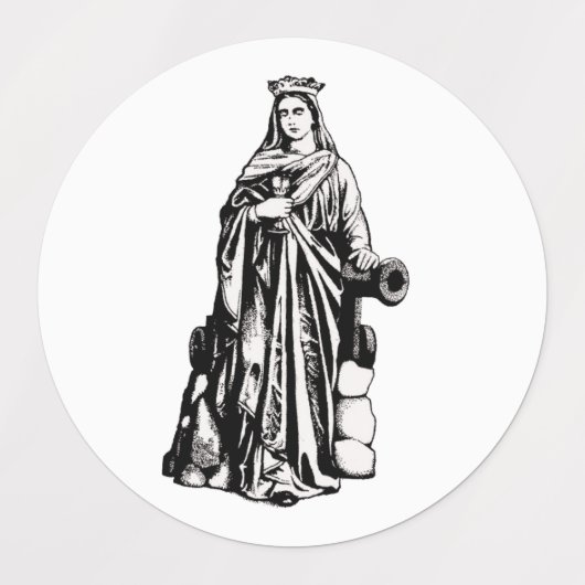 Saint Barbara with chalice and cannon Labels (Design 1)