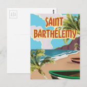 Saint Barthélemy Eiland Vintage Reisposter Briefkaart (Voorkant / Achterkant)