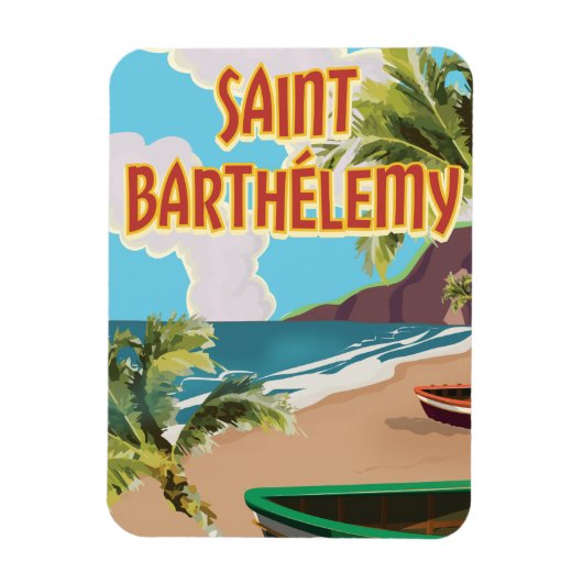 Saint Barthélemy Eiland Vintage Reisposter Magneet (Verticaal)