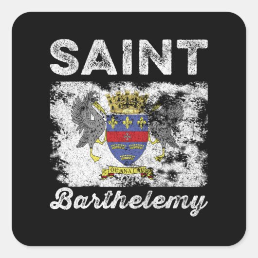 Saint Barthélemy Flag Distressed Vierkante Sticker (Voorkant)