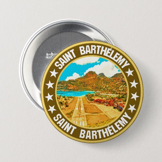 Saint Barthélemy Ronde Button 7,6 Cm (Voorkant /achterkant)